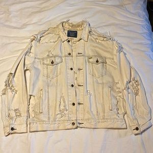 Distressed Oversized Vintage Levi Strauss Cream Denim Jacket - Nasty Gal Vintage